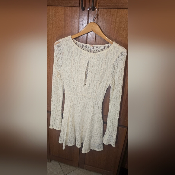 Free People Ivory Lace Long Sleeve Dress Small - Picture 2 of 12